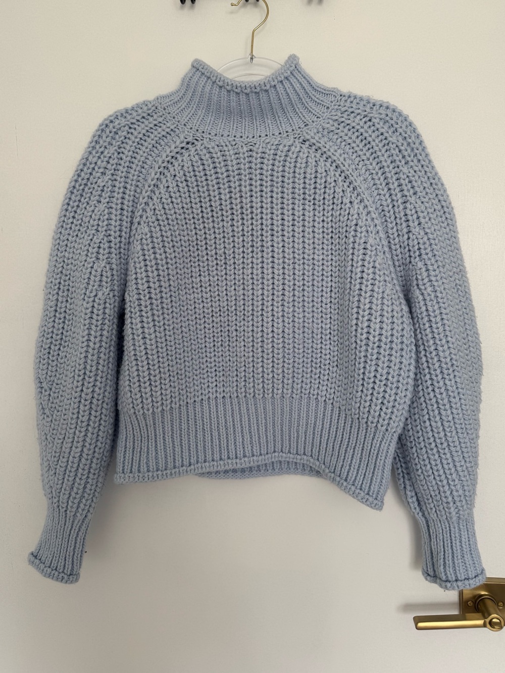 H&M Light Blue Chunky Rib Turtleneck Sweater